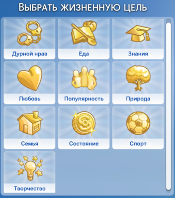 Жизненные цели Sims 4